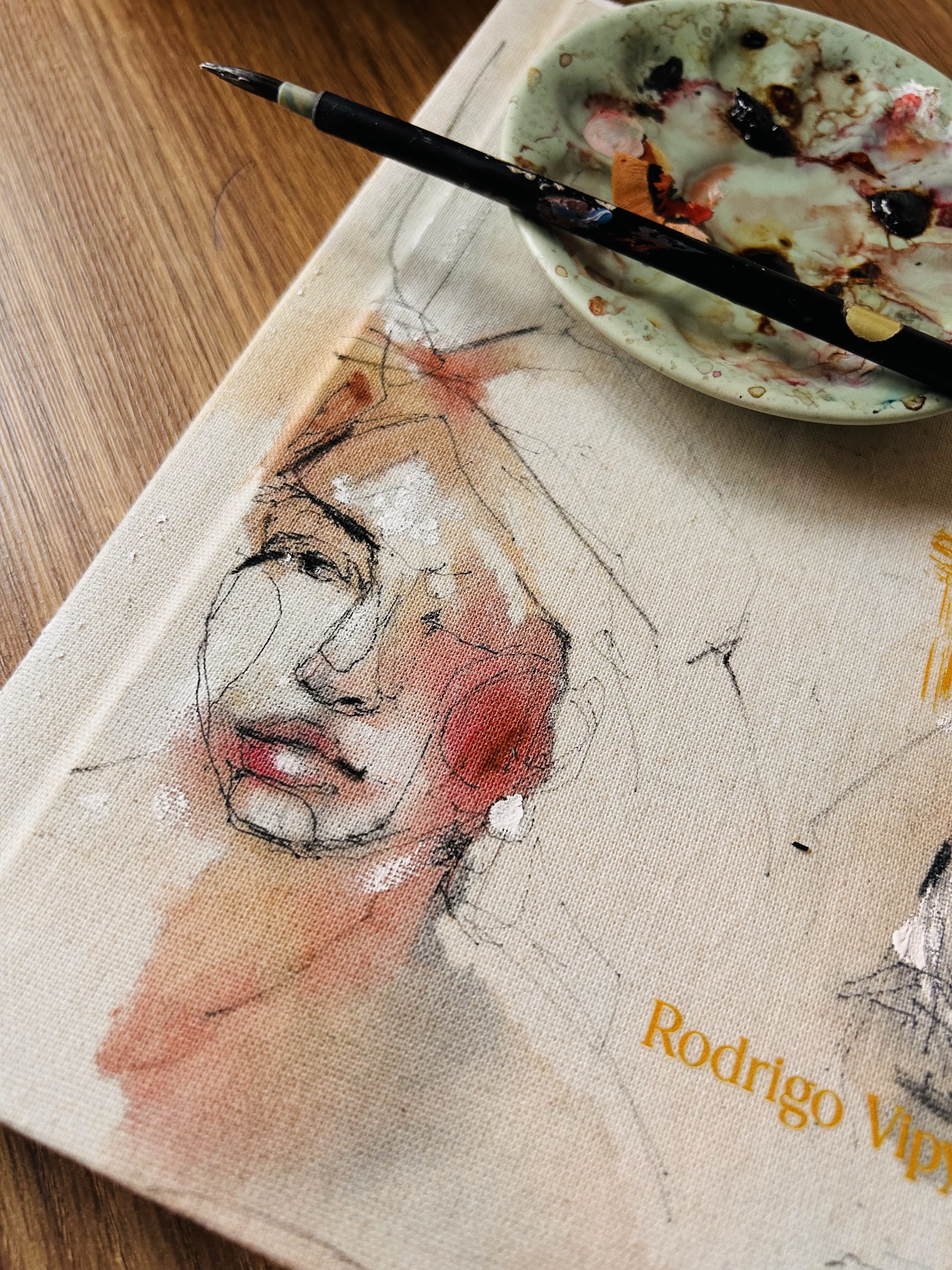 Retrato em aquarela e café