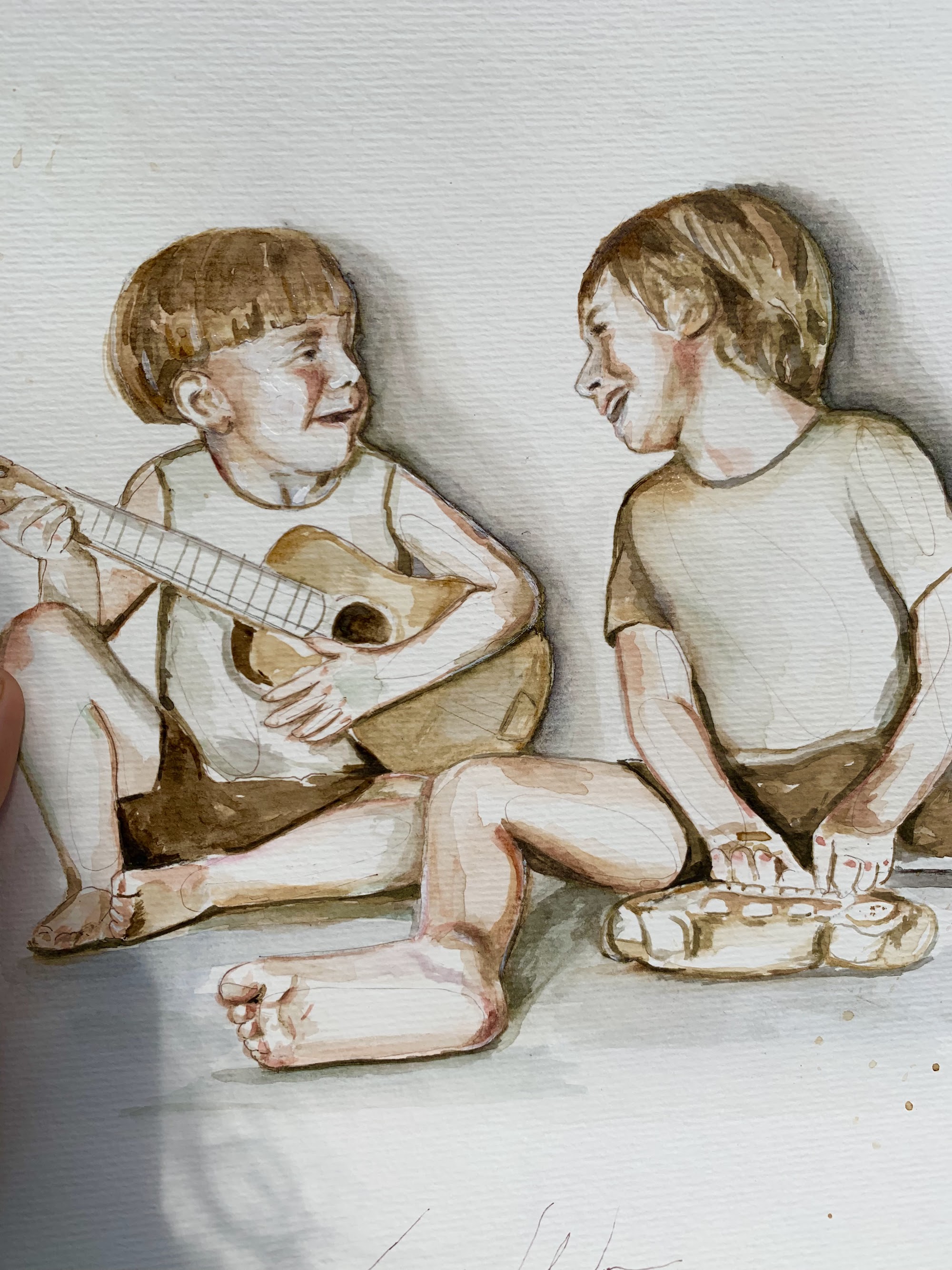 Cena em aquarela e café